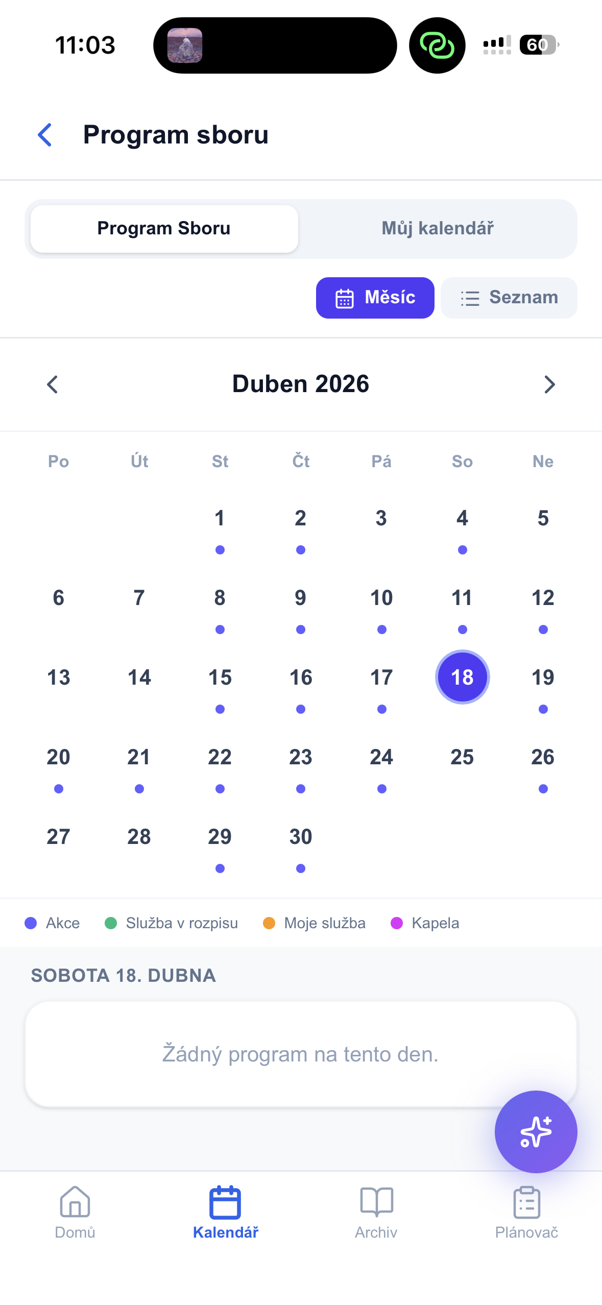 CB Kolín calendar